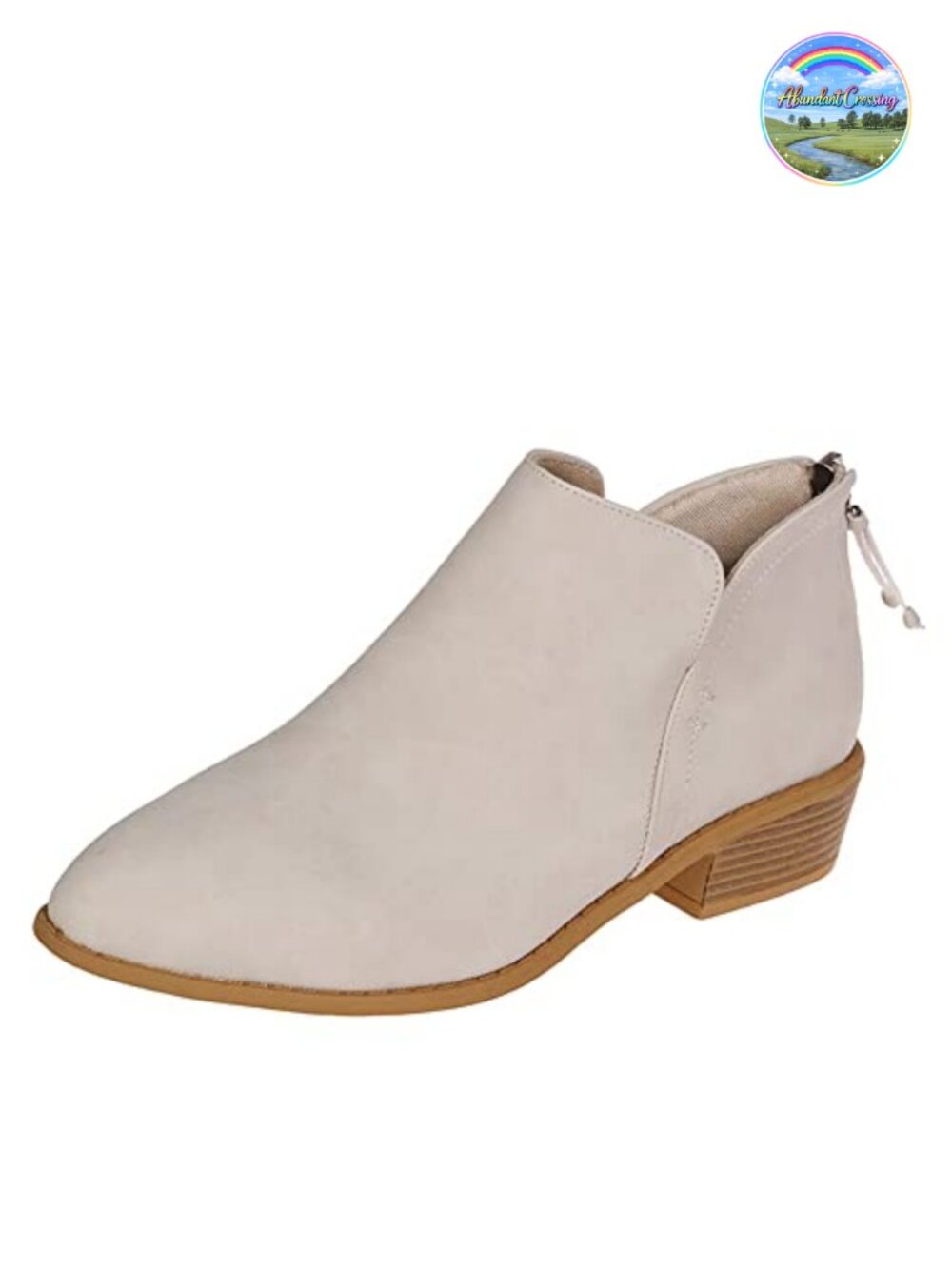 JITUUE Women's V Cut Fashion Back Zipper Ankle Booties, 1.22-Inch Heel, Almond